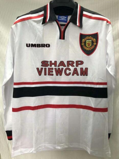 1998-99 Manchester United Retro Long Sleeve Away Kit Soccer Jersey